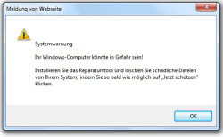 Angebliche Meldung von Webseite. Klicken Sie, um den Screenshot zu vergrößern. Angebliche Meldung von Webseite. Klicken Sie, um den Screenshot zu vergrößern.